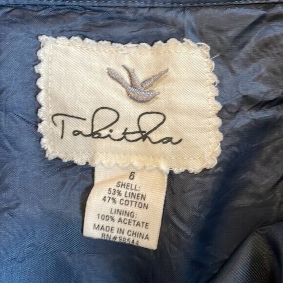 Tabitha Anthropologie Blue Linen Skirt Size 6 Academia Mini School Twee Pockets - Picture 3 of 6